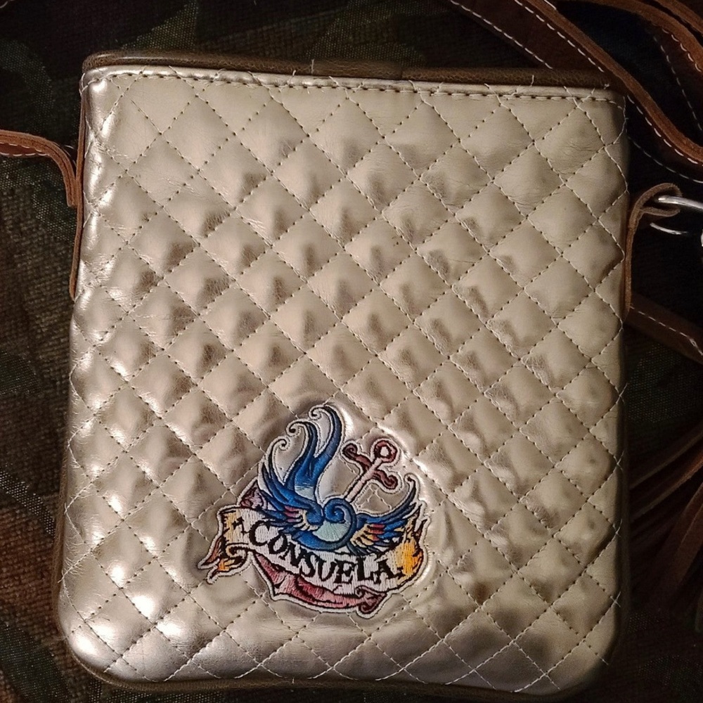 Consuela Gold Quilted Crossbody